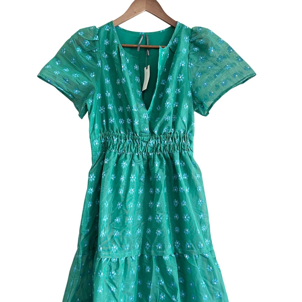 NWT Anthropologie Green Printed Midi Dress - Picture 2 of 16